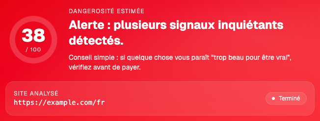 CyberFlair - Testez la fiabilité d'un site internet en quelques secondes et gratuitement - Site Dangereux