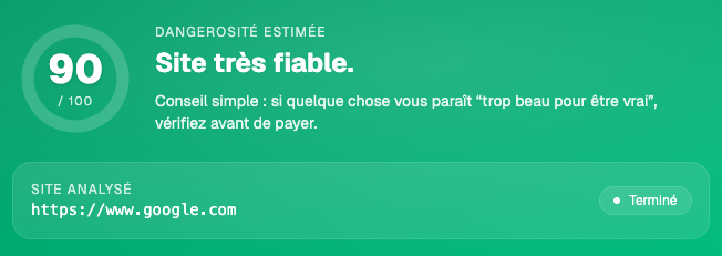 CyberFlair - Testez la fiabilité d'un site internet en quelques secondes et gratuitement - Site fiable