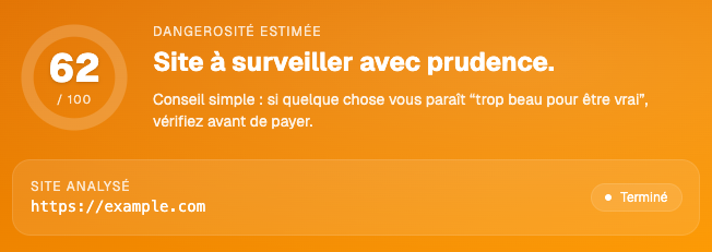 CyberFlair - Testez la fiabilité d'un site internet en quelques secondes et gratuitement - Site à surveiller